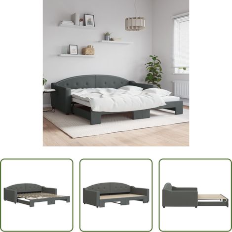 vidaXL Doppelbett - Tagesbett Ausziehbar Dunkelgrau 100x200 cm Stoff (1/5)