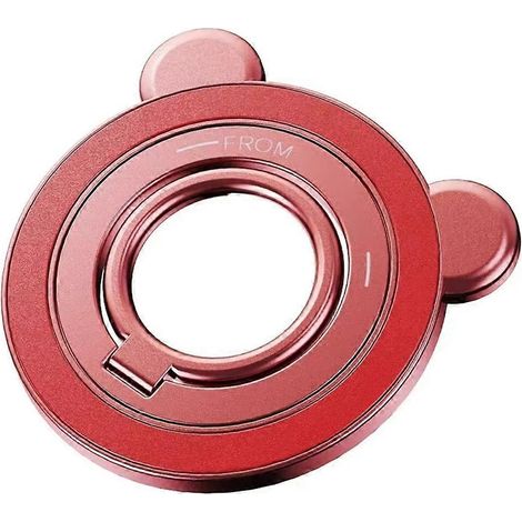 Support magnétique portable pour téléphone avec anneau de maintien, rotation à 360° et béquille rabattable à 90° pour smartphones (rouge). (1/5)