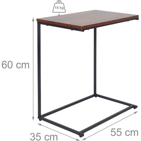 Tavolino a C versatile soggiorno camera da letto 60 x 40 x 50 cm design industriale in MDF nero 130017811