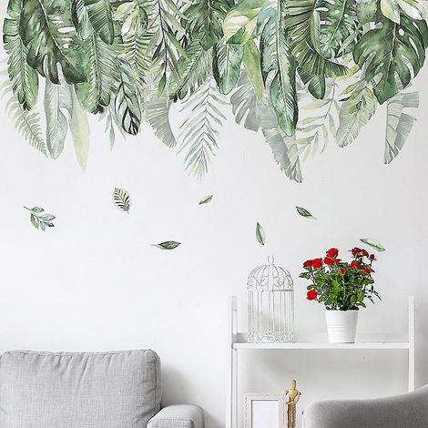 30x90cm Feuilles De Verdure Tropicales Chambre D'enfant Salle De Sjour Entre Maison Dcoration Murale Autocollants (1/5)