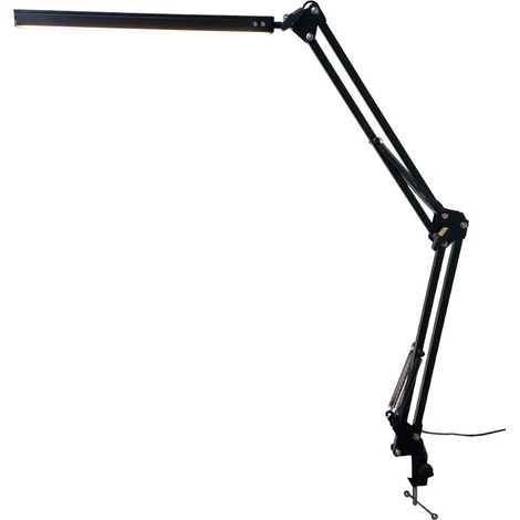 Lampe de bureau LED, bras pivotant réglable avec pince, lampe de lecture agréable pour les yeux, 10 niveaux de luminosité, 3 modes d'éclairage,noir (1/5)