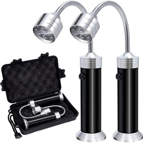 Lampe de barbecue, lot de 2 lampes LED avec base magnétique, accessoires de barbecue flexibles et rotatifs à 360°, éclairage portable pour camping, fête, extérieur, garage [Classe énergétique A+] (1/5)
