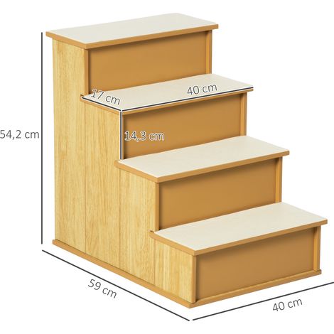 Haustiertreppe, für Hunde/Katzen, 4-stufig, Kurzplüsch, bis 30 kg, 40 x 59 x 54,2 cm, Natur (1/5)