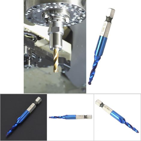 Acier à haute vitesse bleu plaqué 6.35 mm queue hex mèche à tarauder HSS taraud combiné (M4) (1/5)