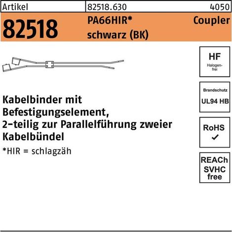 Kabelbinder R 82518 4,6 x 200/ 50 PA66HIR schwarz