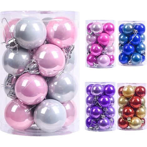 Boule De Décoration De Noël - 40 mm - Flocée - En Plastique - Pour Arbre De Noël Porte Mur Et Intérieur - 16 Pièces (1/5)