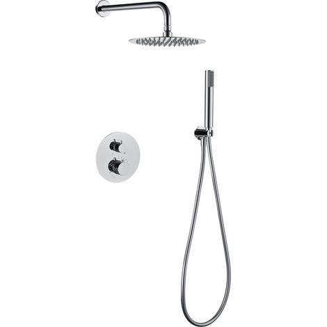 Ensemble de douche murale encastrée TWIST Thermostatique Chromé BrillantOr rose brosséChroméNickel brosséOr brosséNoir matCanon de fusil (1/2)
