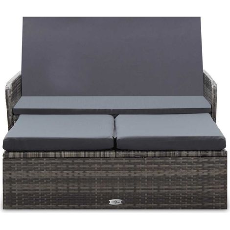 Salon de jardin 2 pcs Contemporain, Ensemble repas de jardin, avec coussins Résine tressée Gris OIB8534E (1/3)