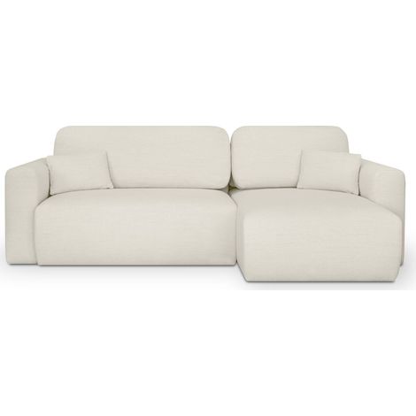 Canapé d'angle réversible convertible 4 places avec coffre de rangement en tissu écru - Davis (1/5)