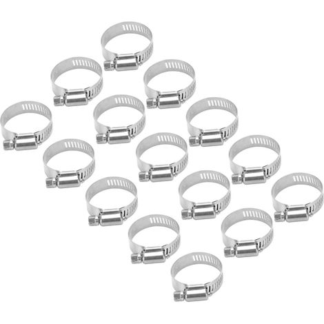 Lot de 20 colliers de serrage pour tuyaux d'arrosage, fixations en acier inoxydable 304, fente intérieure et hexagone extérieur. (1/5)