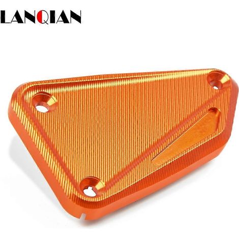 Aplicable a: 790 DUKE, 790 ADVENTURE, 790 ADVENTURE R 2018-2019. Accesorios Motoreyele Power Part. Tapa de aluminio CNC para depósito de freno delantero (naranja). (1/5)