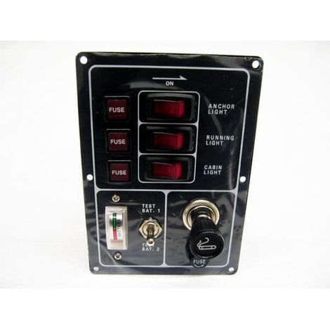 3 Gang Switch Panel 12V with Cigarette Lighter & Battery Test (Boat Marine Camper)