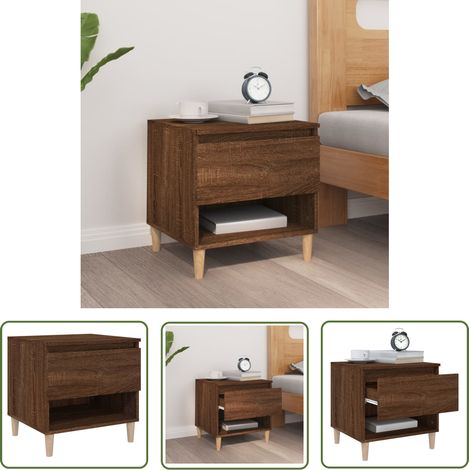 The Living Store Table de chevet Chêne brun 50x46x50 cm Bois d'ingénierie - Table De Chevet - Meuble De Chambre - Table Nuit - Commode - Étagère (1/5)