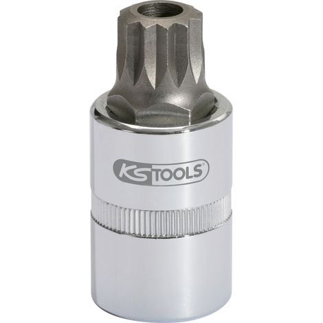KS Tools 1/2 Bit-Stecknuss XZN mit Stirnlochbohrung, M16, 55 mm