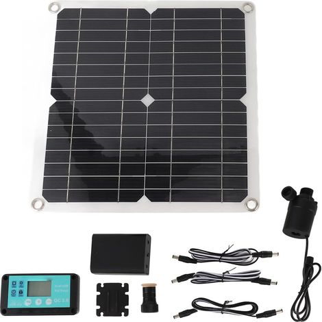Pompe à Eau Solaire 50 W, système avec botier batterie et contrleur pour étang extérieur, cascade (1/5)