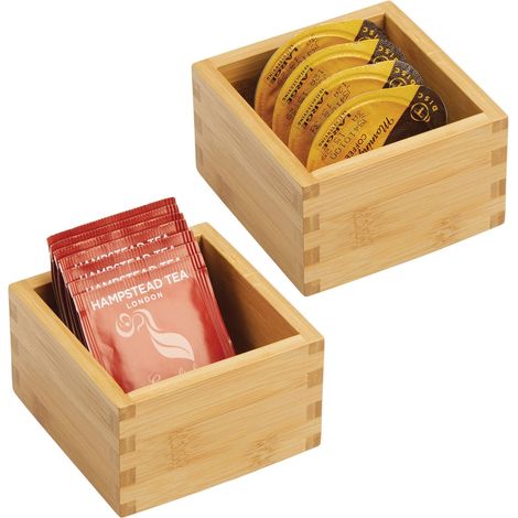 Boîte De Rangement En Bambou - Contenant Pour Aliments Secs - Pour Placard Cuisine Ou Pantry - Lot De 2 (1/5)