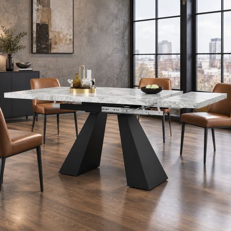 Mesa extensible de comedor 99-159 x 74 x 77 cm, MDF y metal, gris y negro HAVRYA (1/5)