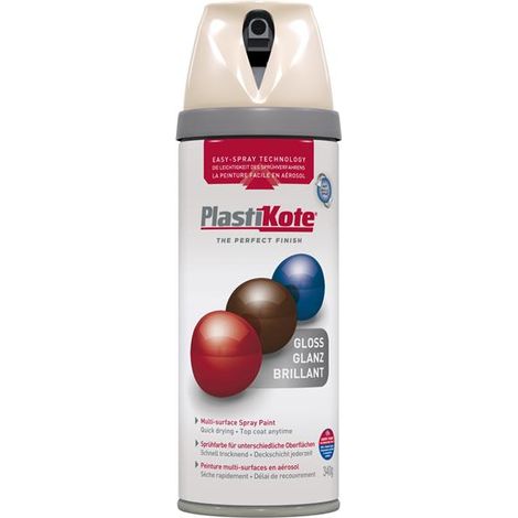 PlastiKote Twist & Spray Gloss Antique White Aerosol Paint – 400ml