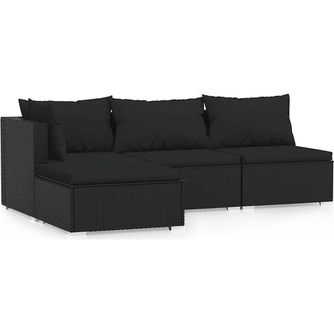 Maison Exclusive - 4-tlg. Garten-Lounge-Set mit Auflagen Schwarz