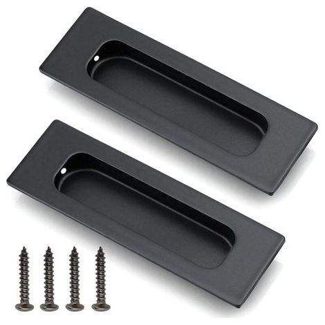 Set di 2 maniglie a scomparsa in acciaio inox per porte scorrevoli – Maniglia a scomparsa – Maniglie incassate – Con viti di montaggio – Per porte scorrevoli, armadi e cassetti – Nere (1/4)