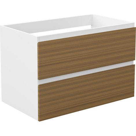 Unterschrank Badmöbel Badschrank Waschbeckenunterschrank 80cm Mattweiß+Matt-Nussbaum TYP1 (1/5)