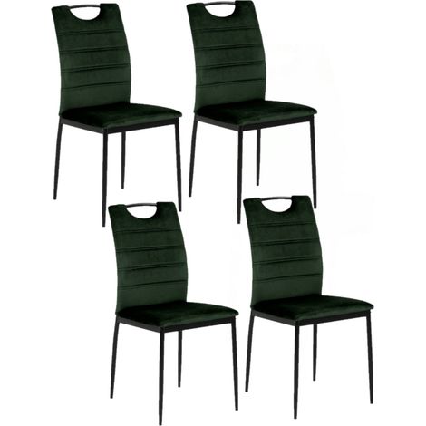 Lot de 4 chaises de salle à manger en velours et pieds en métal DINA (1/5)