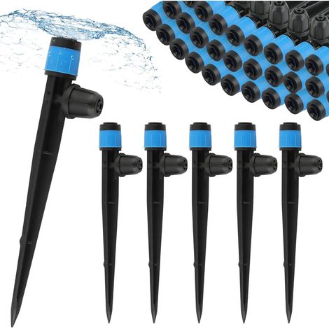 Lot de 50 Goutteur Irrigation Verrouillage 360 Degrés Tube 4/7mm Jardin Potager