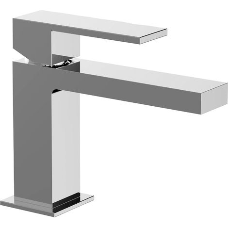 Schläfer 29505012 Miscelatore Monocomando per Lavabo Bagno serie Style con Scarico automatico 1 1/4, Rubinetto Monoforo Quadrato Lavandino Bagno cartuccia diam25mm Cromo Argento, Made in Italy (1/5)