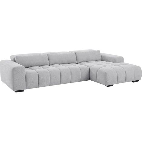 Canapé d'angle droit en tissu texturé gris LOPONZA (1/5)