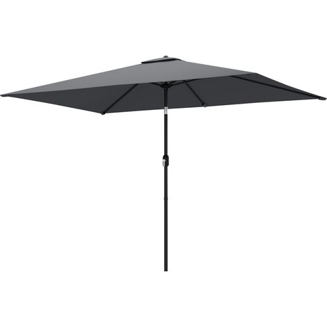 Parasol terrasse rectangulaire 3x2 m, tonnelle à manivelle, armature métal, toile polyester anthracite, couvre-sol idéal pour espace extérieur (1/5)