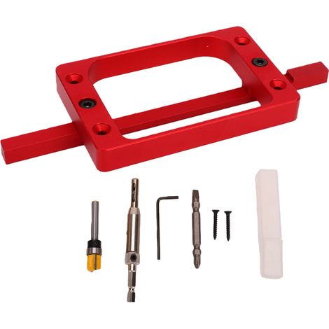 Gabarit de charnière de porte fixe de 3-1/2 po pour porte et chambranle, en alliage d'aluminium, kit de gabarit pour mortaise à défonceuse, rouge (1/5)