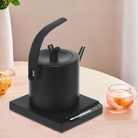Schwarz Wasserkocher Edelstahl mit Temperaturhaltung, 1L, Elektrischer Wasserkocher, Temperaturkontrolle 45-100℃, 21,5 x 13,3 x 22cm