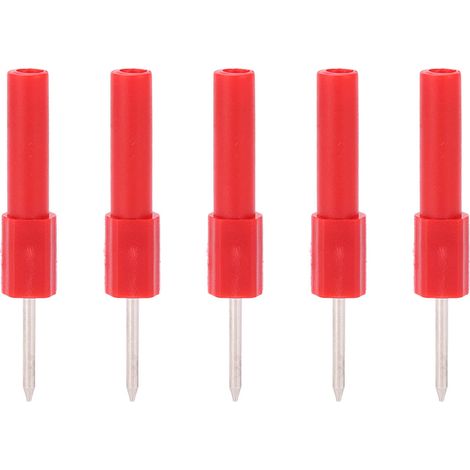 Lot de 5 pointes de test de diagnostic, aiguille de perçage de fil à douille banane 4 mm pour multimètre rouge (1/5)