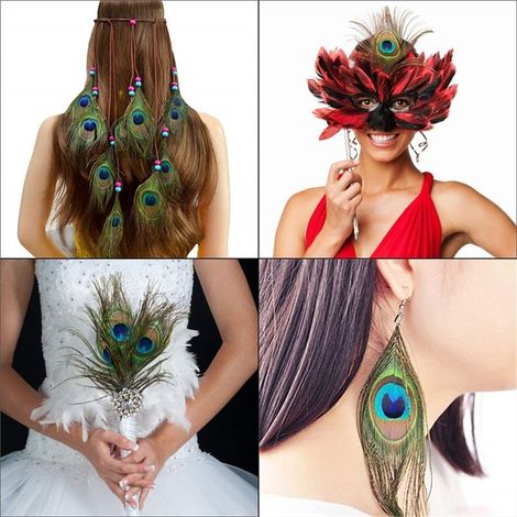 10 plumes de paon pour la décoration florale intérieure et la décoration de mariage (1/4)