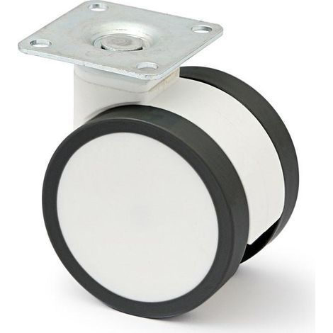 rueda giratoria duncan d65 h81 plástico bl/ng sin freno rueda blanca con aro poliuretano color negro. freno con freno