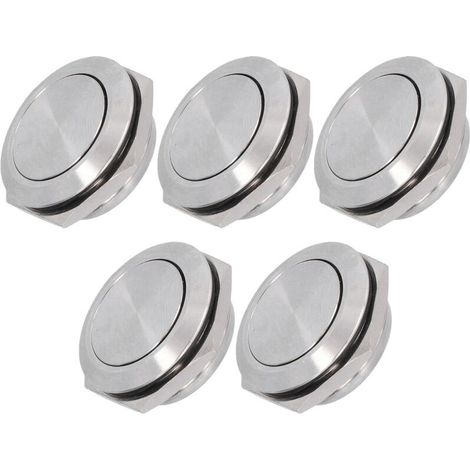 Interrupteur à bouton plat en acier inoxydable, 5 pièces, borne à vis étanche, accessoires d'alimentation 0-220V25mm (1/5)