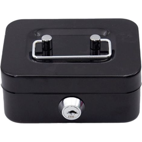 Coffre-Fort À Clé - Boîte À Argent Métallique Portable - Organisateur Monétaire Simple Couche - Pour Maison Petit Commerce - 11.5 x 8.5 x 5 cm - 1 Pièce (1/5)