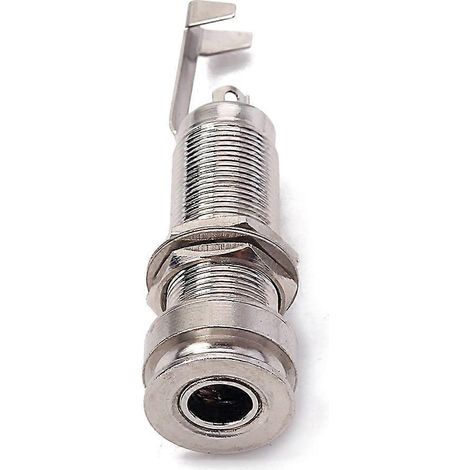 Prise jack cylindrique filetée 1/4 pouce (6,35 mm) pour micro de basse (argentée) (1/5)