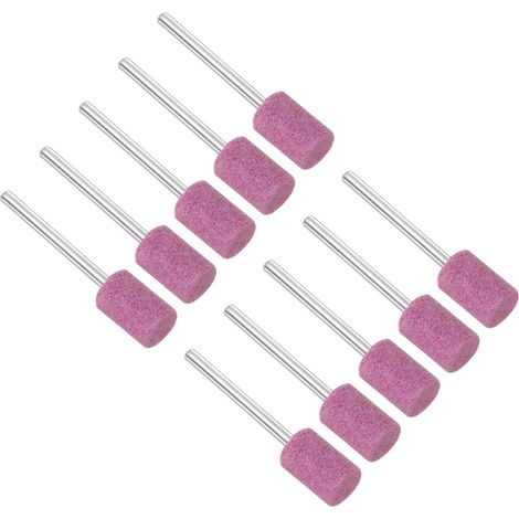 10 - Meule montée - Abrasif cylindrique - Pour meulage et polissage - Céramique pierre métal - Argenté rose - 10x44mm (1/4)