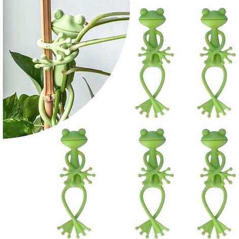Lot de 5 supports pour plantes grimpantes en forme de grenouille verte Accessoires de décoration pour intérieur ou extérieur (1/5)