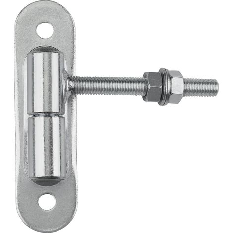 SOTECH Torangel mit Anschraubplatte Stahl verzinkt Torband Türband Torscharnier Hängescharnier Aufschraubband, Ø 24 mm M12 x 96 mm Tragkraft 150 kg pro Stück, 1 x (1/5)