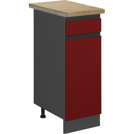 Mobiletto base per cucina R-Line, Rosso, 30 cm , PL Rovere, Vicco