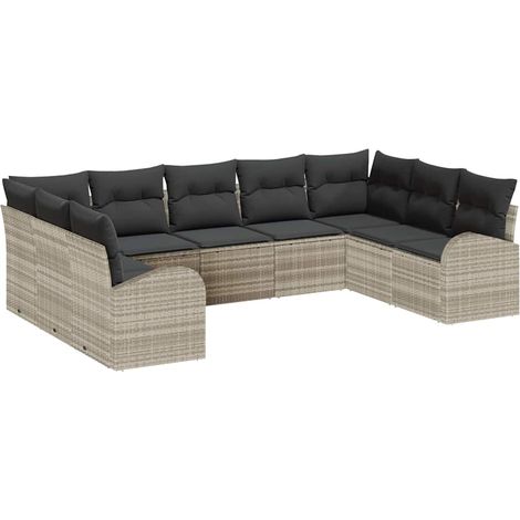 Maison Exclusive - Set di divani con cuscino Grigio chiaro Rattan in Polipropilene