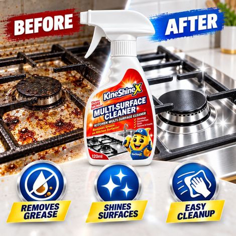 KineShineX Grease Cleaner for Home Kitchens: Cleans and Maintains Grease Stains on Range Hoods, Stovetops, and Kitchenwares (1/5)