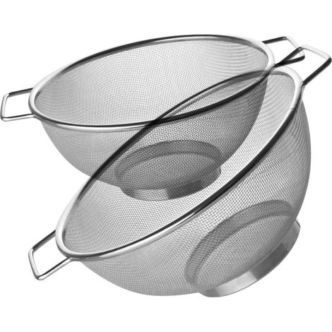 Fackelmann Set Scolapasta 20 e 26 cm, Colapasta In Acciaio Inossidabile - Rete Fine Per Drenaggio Rapido - Per Quinoa, Cereali, Riso, Frutta, Verdura E Pasta - Lavabili in lavastoviglie (1/4)