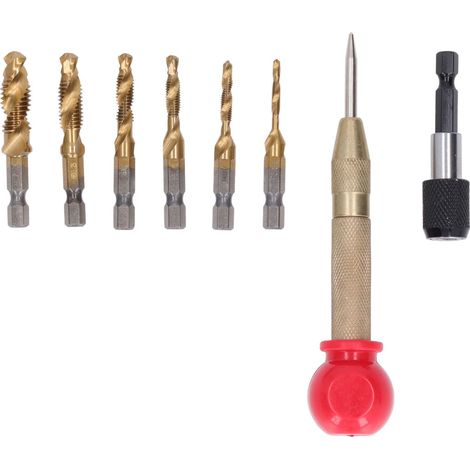 de 8 tarauds à queue hexagonale HSS avec revêtement Ti