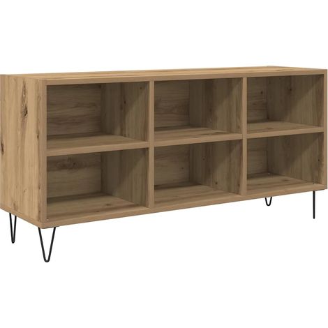 Meuble TV rectangulaire moderne avec rangement pratique 103,5 x 30 x 50 cm en bois d'ingénierie chêne artisanal (1/5)
