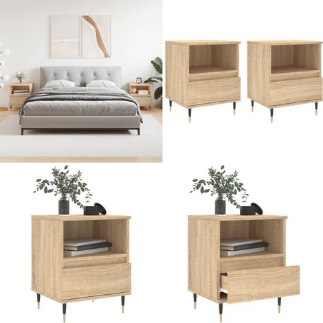 Nachttische 2 Stk. Sonoma-Eiche 40x35x50 cm Holzwerkstoff - Nachttisch - Holznachtisch - Wohnzimmerdeko - Wohnzimmereinrichtung - Sideboard - Home & Living (1/5)