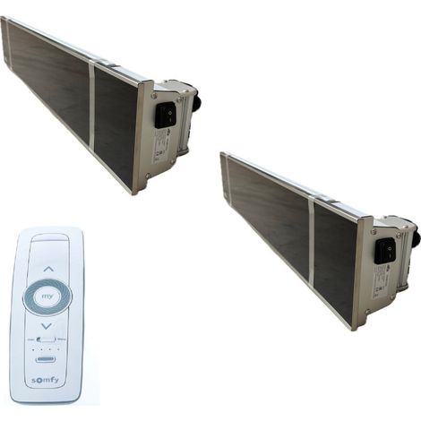 Pack de 2 chauffages infrarouge 500-1000-1500W façade verre noir 230V avec telecommande IO homecontrol IP65 INFRAGLAS IHG15IO (1/5)