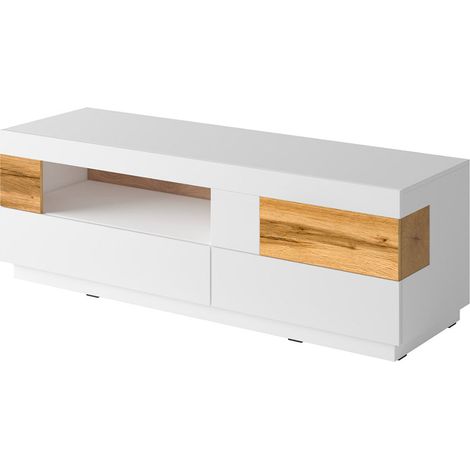 Mueble TV 1 puerta 2 cajones 160 cm Andrea Blanco y Madera (1/5)
